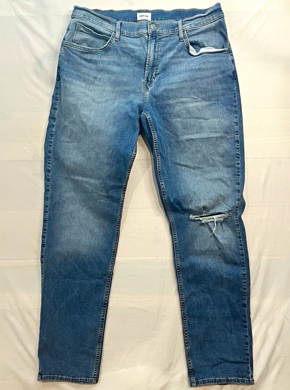 Hudson Mens Slim Straight Jeans Blue Light Wash Denim Cotton 5-Pocket Zip
